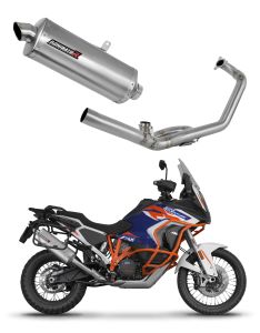 Dominator uitlaat KTM 1290 Super Adventure, RVS uitlaatsysteem, aftermarket motoruitlaat, performance upgrade.