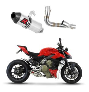 Dominator Uitlaat Ducati Streetfighter V4/ 2019 - 2022, aftermarket motoruitlaat, RVS uitlaat, lichte en sportieve uitlaat

